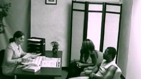Ebony usa couple applying for a loan have a quickie in the company office