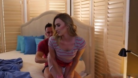 Adorable blonde girl, Riley Reyes got fucked and covered with fresh cum in the end