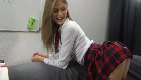 Adorable teen Merry Pie playing on camera