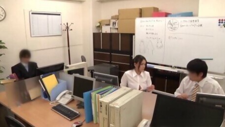 Accepting Asian teen moaning while her hairy pussy ised hardcore doggystyle in the office