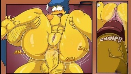 The Simpsons - Marge Erotic Fantasies - 2 Big Cocks in both holes DP Anal - Cheating Wife